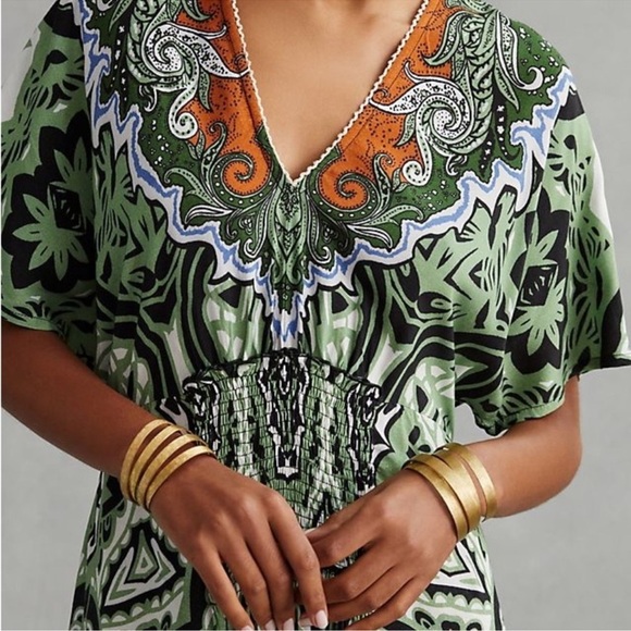 Anthropologie Bl-nk The Tatiana Kaftan Maxi Dress boho wedding guest vacation - Picture 4 of 16